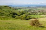 Green Undulating Hills Of The  Sussex Countryside Stock Photo