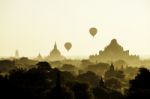 Balloon Over Pagodas Stock Photo