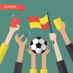 Referee Hand Holding A Soccer Icons Stock Photo