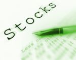 Stocks Word Displays Investing In Company And Shares Stock Photo