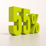 Percentage Sign, 55 Percent Stock Photo