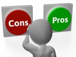 Cons Pros Buttons Show Decisions Or Debate Stock Photo