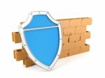 Shield And Wall, 3d Render Stock Photo