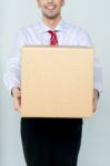 Delivery Man With Box Stock Photo