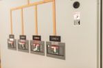 Electric Outdoor Fuse Box In Soft Light Stock Photo