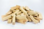 Heap Of Wooden Building Blocks Stock Photo