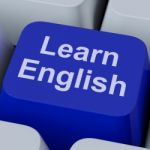 Learn English Key Shows Studying Language Online Stock Photo