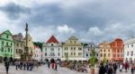 Tourists Sightseeing In Cesky Krumlov In The Czech Republic Stock Photo