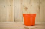 Plastic Orange Plant Pot Stock Photo