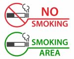 No Smoking And Smoking Area Labels Stock Photo