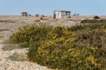 Old Shacks And Boats On Dungeness Beach Stock Photo