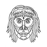 Homo Habilis Face Front Drawing Stock Photo