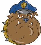 Bulldog Policeman Head Cartoon Stock Photo