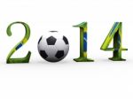 3d Soccer World Cup In 2014 With Football Stock Photo