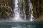 Waterfall At Milford Sound Stock Photo