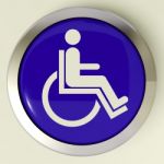 Disabled Button Shows Wheelchair Access Or Handicapped Stock Photo