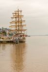 Sailboat At Guayas River In Guayaquil, Ecuador Stock Photo