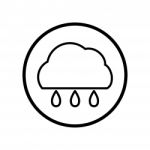 Of Cloud And Rain Icon In Circle Line -  Iconic Des Stock Photo
