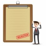 Cartoon Businessman With Rejected Document Stock Photo