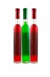 Green And Red Wine Bottles Stock Photo