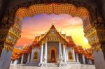 Marble Temple In Bangkok, Thailand Stock Photo