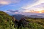 Sunset On Phu Chi Fa Forest Park, Thailand Stock Photo