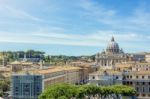 Vatican And Basilica Of Saint Peter Seen From Castel Sant'angelo Stock Photo