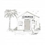 Samoan Boy Stand By Church Cartoon Stock Photo