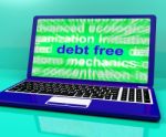Debt Free Laptop Means Financial Freedom And No Liability
 Stock Photo