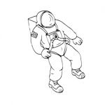 Astronaut Floating In Space Drawing Stock Photo