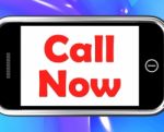 Call Now On Phone Shows Talk Or Chat Stock Photo