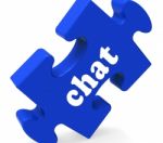 Chat Jigsaw Shows Chatting Typing Or Texting Stock Photo