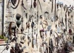 The Old Farm Tools Has Been Lay On The Wall, Zichron Yaacov, October 2017 Stock Photo