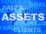 Assets Words Shows Wealth Valuables And Goods Stock Photo