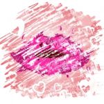 Lips Heart Shows Make Up And Affections Stock Photo