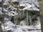 Icicled Cliffs Of Bucks County, PA Stock Photo