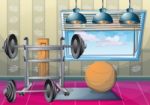 Cartoon  Illustration Interior Fitness Room With Separated Layers Stock Photo