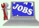 Jobs Puzzle Shows Careers Online 3d Rendering Stock Photo