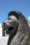 Smiling Lion Statue In Teguise Lanzarote Stock Photo