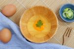 Fresh Eggs On A Wooden Rustic Background Stock Photo