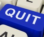 Quit Key Shows Exit Resign Or Give Up Stock Photo