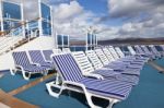 Row Of sunlounger Stock Photo