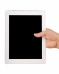 Hand Holding Tablet Computer Stock Photo