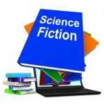 Science Fiction Book Stack Online Shows Scifi Books Stock Photo