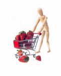 Mannequin Carriyng Strawberries Stock Photo