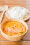 Spicy Soup And Jasmine Rice Thai Easy Meal Stock Photo