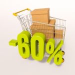 Shopping Cart And 60 Percent Stock Photo