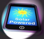 Solar Powered On Phone Displays Alternative Energy And Sunlight Stock Photo