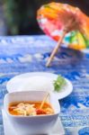 Tom Yum Goong Soup - Thai The Most Famous Dish Stock Photo