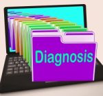 Diagnosis Folder Laptop Shows Medical Conclusions And Illness Stock Photo